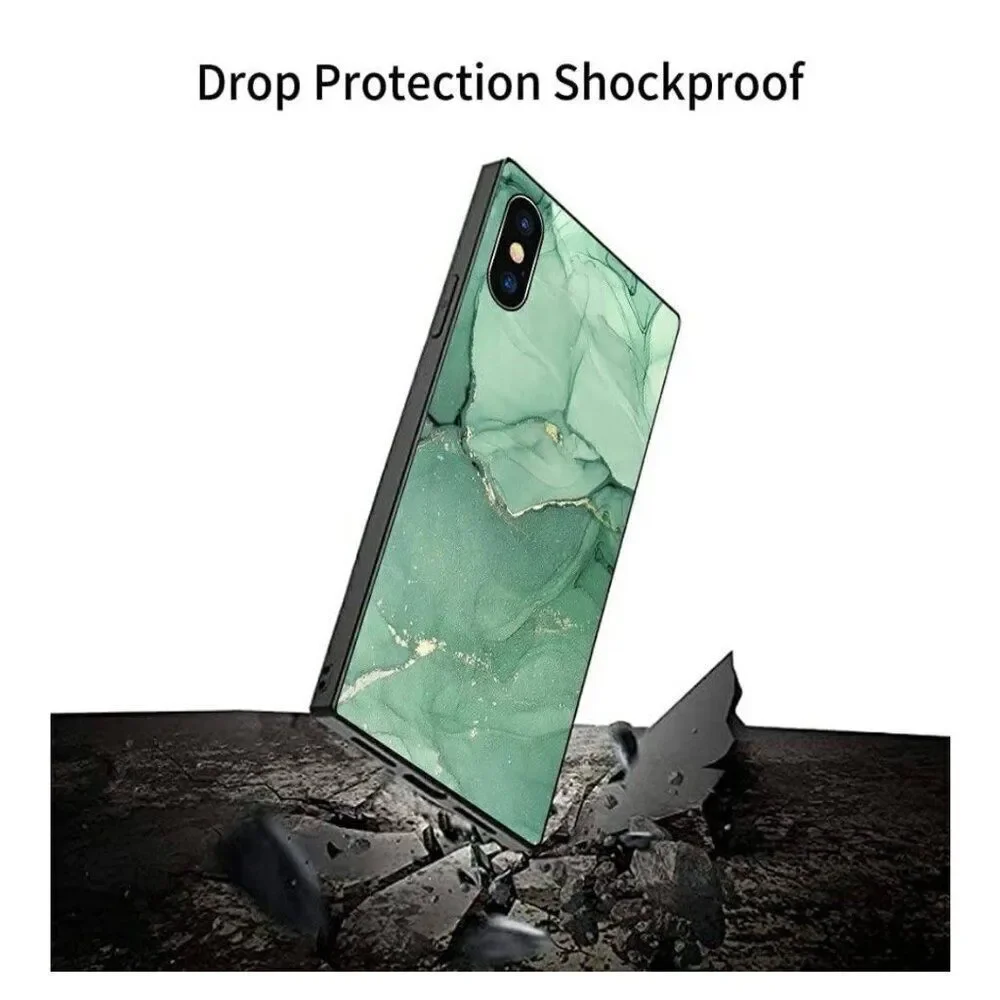Compatible iPhone Xs Max Case Green Marble Fashion Pattern Hard
